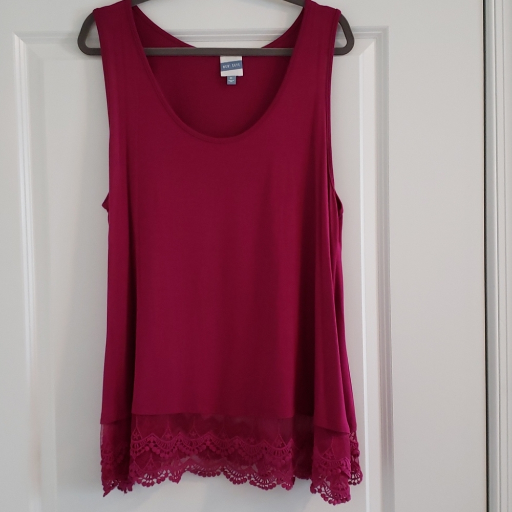 Purple tank top with lace bottom